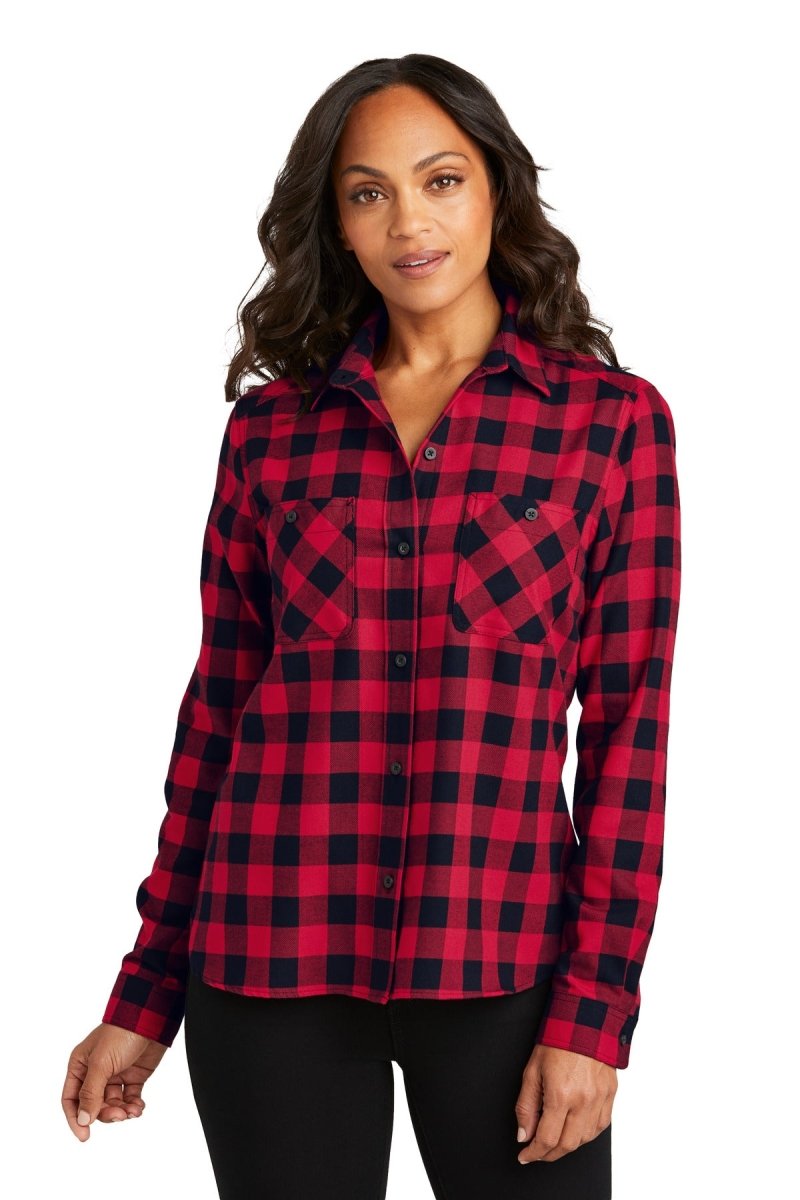 Port Authority ® Women's Plaid Flannel Shirt LW669 - Port Authority LW669 Red/ Black Buffalo Check XS Women's