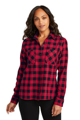 Port Authority ® Women's Plaid Flannel Shirt LW669 - Port Authority LW669 Red/ Black Buffalo Check XS Women's