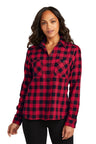 Port Authority ® Women's Plaid Flannel Shirt LW669 - Port Authority LW669 Red/ Black Buffalo Check XS Women's