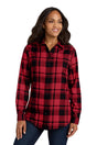 Port Authority ® Women's Plaid Flannel Tunic . LW668 - Port Authority LW668 Engine Red/ Black XS Women's