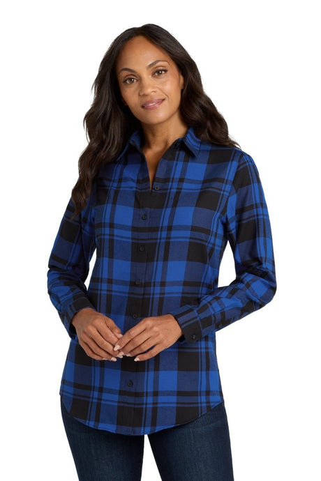 Port Authority ® Women's Plaid Flannel Tunic . LW668 - Port Authority LW668 Royal/ Black XS Women's