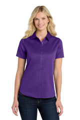 Port Authority ® Women's Short Sleeve SuperPro React ™ Twill Shirt. LW809 - Port Authority LW809 Purple XS Women's