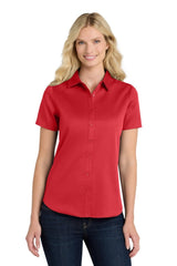Port Authority ® Women's Short Sleeve SuperPro React ™ Twill Shirt. LW809 - Port Authority LW809 Rich Red XS Women's