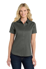 Port Authority ® Women's Short Sleeve SuperPro React ™ Twill Shirt. LW809 - Port Authority LW809 Storm Grey XS Women's