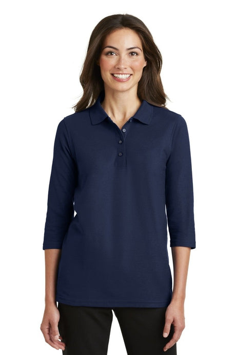 Port Authority ® Women's Silk Touch™ 3/4 - Sleeve Polo. L562 - Port Authority L562 Navy XS Polos/Knits