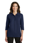 Port Authority ® Women's Silk Touch™ 3/4 - Sleeve Polo. L562 - Port Authority L562 Navy XS Polos/Knits
