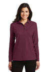 Port Authority ® Women's Silk Touch™ Long Sleeve Polo. L500LS - Port Authority L500LS Burgundy XS Polos/Knits