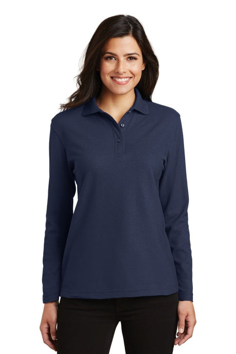 Port Authority ® Women's Silk Touch™ Long Sleeve Polo. L500LS - Port Authority L500LS Navy XS Polos/Knits