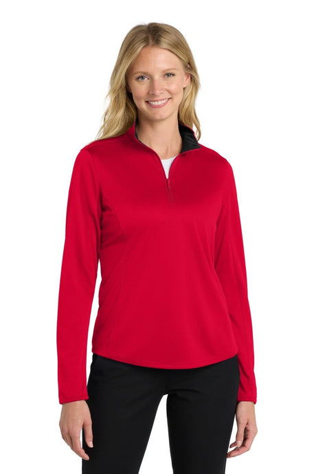 Port Authority ® Women's Silk Touch ™ Performance 1/4 - Zip LK584 - Port Authority LK584 Red/ Black XS Sweatshirts/Fleece