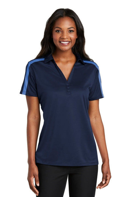 Port Authority ® Women's Silk Touch™ Performance Colorblock Stripe Polo. L547 - Port Authority L547 Navy/ Carolina Blue XS Polos/Knits