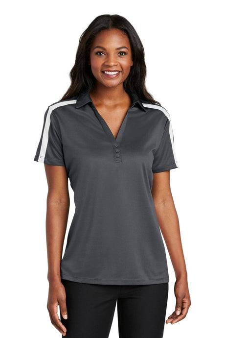 Port Authority ® Women's Silk Touch™ Performance Colorblock Stripe Polo. L547 - Port Authority L547 Steel Grey/ White XS Polos/Knits