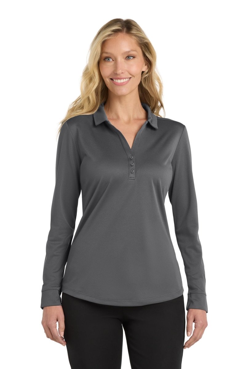 Port Authority ® Women's Silk Touch ™ Performance Long Sleeve Polo. L540LS - Port Authority L540LS Steel Grey XS Polos/Knits