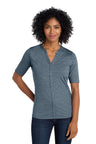 Port Authority ® Women's Stretch Heather Open Neck Top LK583 - Port Authority LK583 Regatta Blue/ Gusty Grey XS Polos/Knits