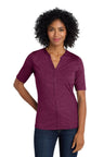 Port Authority ® Women's Stretch Heather Open Neck Top LK583 - Port Authority LK583 Violet Purple/ Black XS Polos/Knits