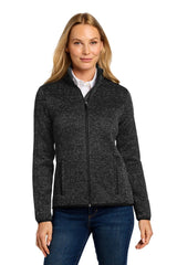 Port Authority ® Women's Sweater Fleece Jacket. L232 - Port Authority L232 Black Heather XS Fleece Jackets