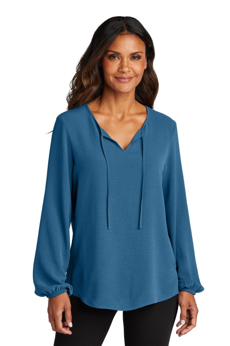 Port Authority ® Women's Textured Crepe Blouse LW714 - Port Authority LW714 Aegean Blue XS Women's