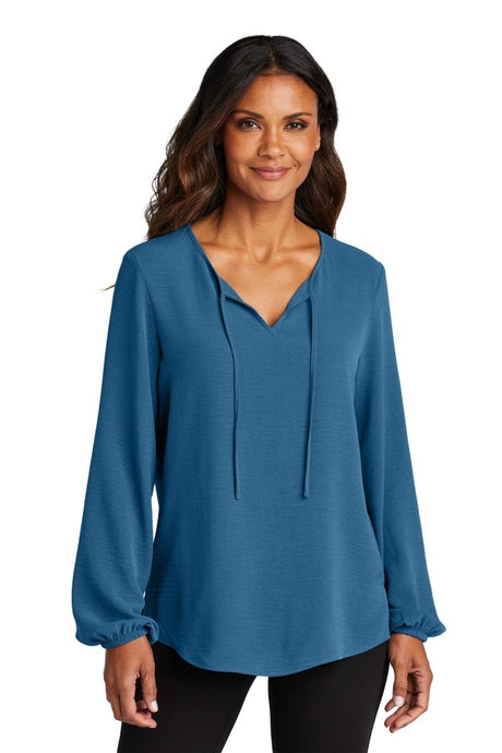 Port Authority ® Women's Textured Crepe Blouse LW714 - Port Authority LW714 Aegean Blue XS Women's