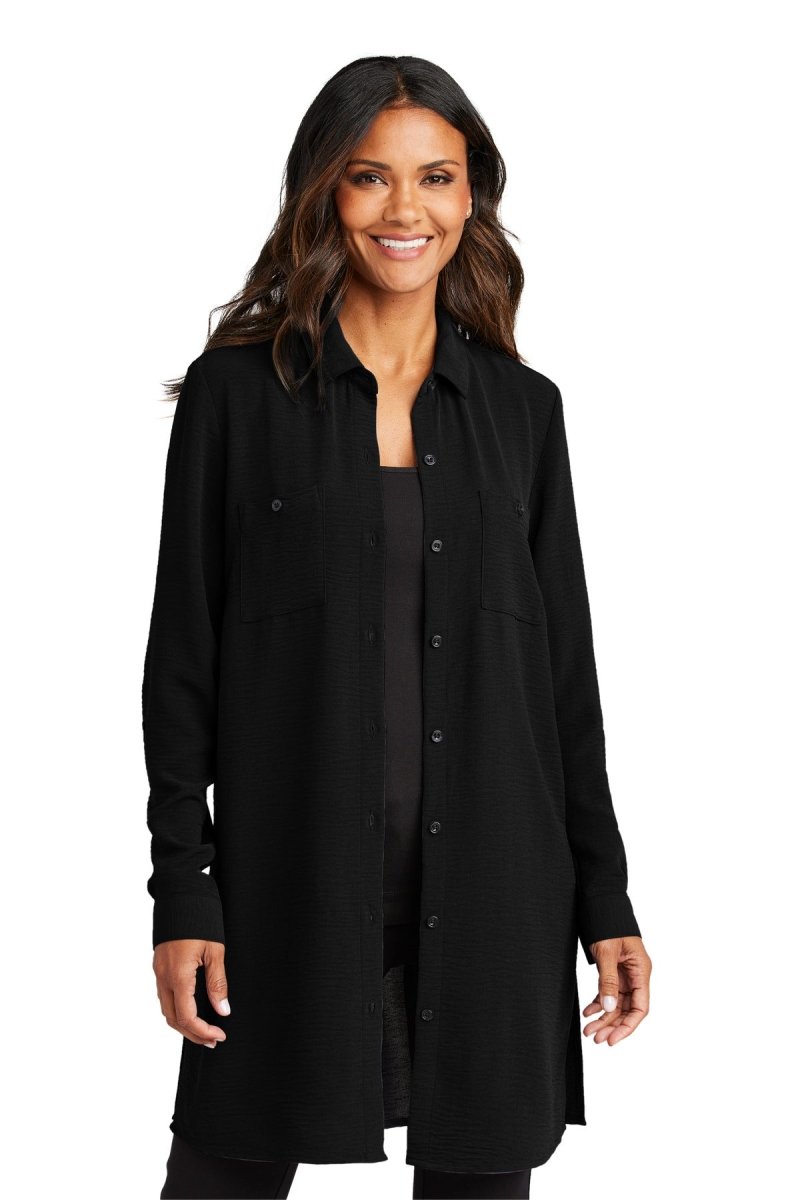 Port Authority ® Women's Textured Crepe Long Tunic LW715 - Port Authority LW715 Deep Black XS Women's