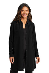 Port Authority ® Women's Textured Crepe Long Tunic LW715 - Port Authority LW715 Deep Black XS Women's