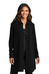 Port Authority ® Women's Textured Crepe Long Tunic LW715 - Port Authority LW715 Deep Black XS Women's