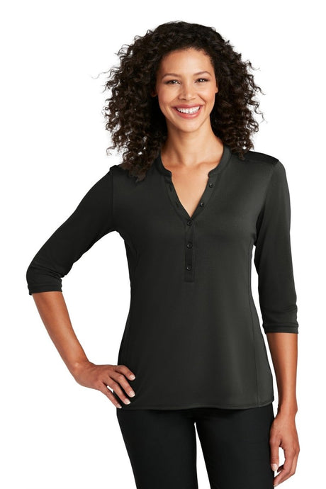 Port Authority ® Women's UV Choice Pique Henley LK750 - Port Authority LK750 Black XS Polos/Knits