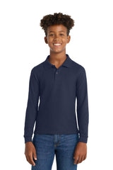 Port Authority ® Youth Long Sleeve Silk Touch™ Polo. Y500LS - Port Authority Y500LS Navy XS Polos/Knits