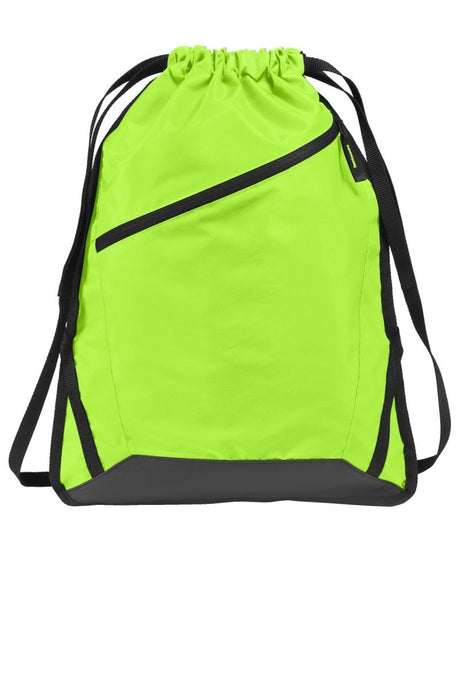 Port Authority ® Zip - It Cinch Pack. BG616 - Port Authority BG616 Lime Shock/ Black OSFA Drawstring Bags