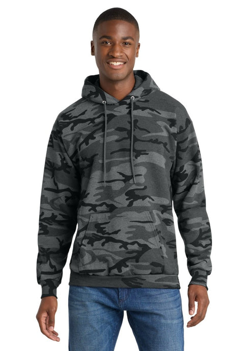 Port & Co ™ Core Fleece Camo Pullover Hooded Sweatshirt. PC78HC - Port & Co PC78HC Black Heather Camo S Hoodies
