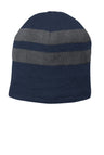 Port & Co ™ Fleece - Lined Striped Beanie Cap. C922 - Port & Company C922 Navy/ Athletic Oxford OSFA Beanies