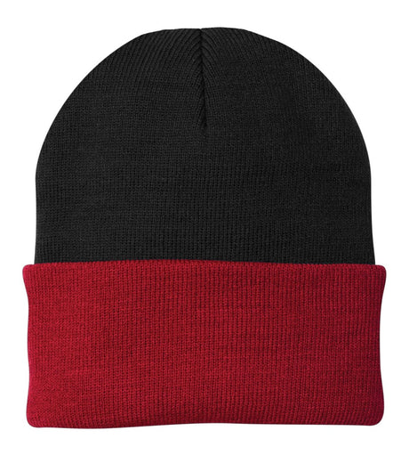 Port & Co ™ Knit Cap. CP90 - Port & Company CP90 Black/ Athletic Red OSFA Beanies