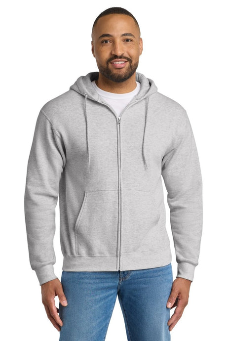 Port & Co ™ Tall Essential Fleece Full - Zip Hooded Sweatshirt. PC90ZHT - Port & Co PC90ZHT Ash LT Zip Hoodies