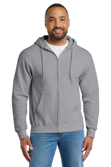 Port & Co ™ Tall Essential Fleece Full - Zip Hooded Sweatshirt. PC90ZHT - Port & Co PC90ZHT Athletic Heather LT Zip Hoodies