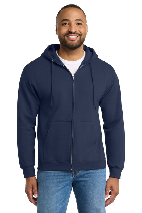 Port & Co ™ Tall Essential Fleece Full - Zip Hooded Sweatshirt. PC90ZHT - Port & Co PC90ZHT Navy LT Zip Hoodies