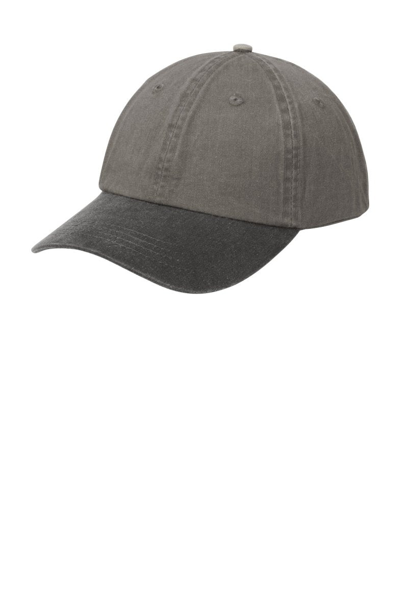 Port & Co ™ Two - Tone Pigment - Dyed Cap. CP83 - Port & Company CP83 Pebble/ Black OSFA Caps
