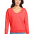Port & Co ™ Women's Beach Wash ® Garment - Dyed V - Neck Sweatshirt LPC098V - Port & Co LPC098V Poppy XS Sweatshirts
