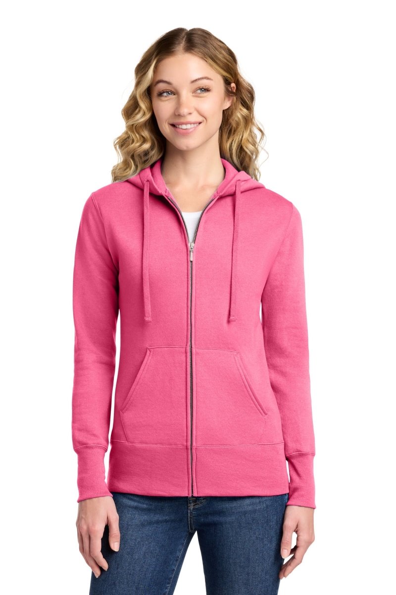 Port & Co ™ Women's Core Fleece Full - Zip Hooded Sweatshirt. LPC78ZH - Port & Co LPC78ZH Neon Pink XS Women's Hoodies