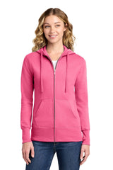 Port & Co ™ Women's Core Fleece Full - Zip Hooded Sweatshirt. LPC78ZH - Port & Co LPC78ZH Neon Pink XS Women's Hoodies