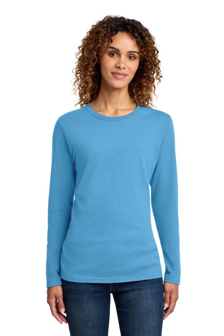 Port & Co ™ Women's Long Sleeve Core Cotton Tee. LPC54LS - Port & Co LPC54LS Aquatic Blue XS Short Sleeve T-Shirts