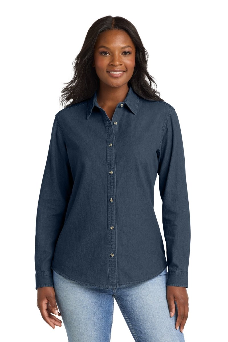 Port & Co ™ Women's Long Sleeve Value Denim Shirt. LSP10 - Port & Co LSP10 Ink Blue XS Women's