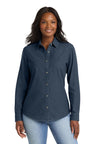 Port & Co ™ Women's Long Sleeve Value Denim Shirt. LSP10 - Port & Co LSP10 Ink Blue XS Women's