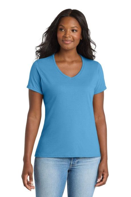 Port & Co ™ Women's Performance Blend V - Neck Tee. LPC381V - Port & Co LPC381V Aquatic Blue XS Short Sleeve T-Shirts