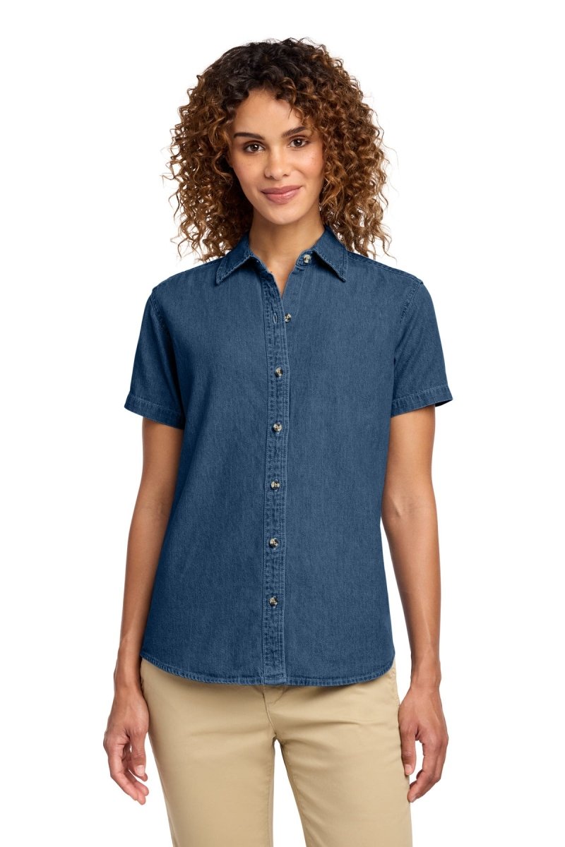 Port & Co ™ Women's Short Sleeve Value Denim Shirt. LSP11 - Port & Co LSP11 Ink Blue XS Women's