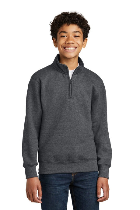 Port & Co ™ Youth Core Fleece 1/4 - Zip Pullover Sweatshirt PC78YQ - Port & Co PC78YQ Dark Heather Grey XS Sweatshirts