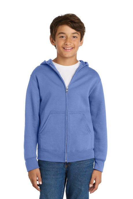 Port & Co ™ Youth Core Fleece Full - Zip Hooded Sweatshirt. PC90YZH - Port & Co PC90YZH Carolina Blue XS Zip Hoodies
