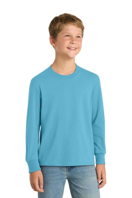 Port & Co ™ Youth Long Sleeve Core Cotton Tee. PC54YLS - Port & Co PC54YLS Aquatic Blue XS Long Sleeve T-Shirts