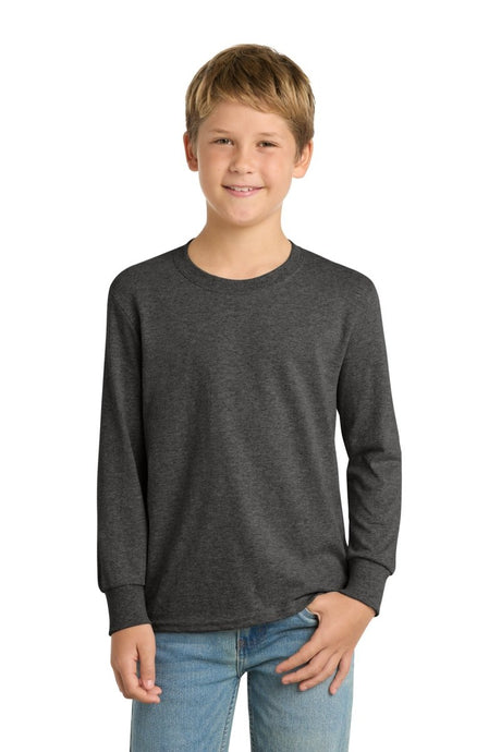 Port & Co ™ Youth Long Sleeve Core Cotton Tee. PC54YLS - Port & Co PC54YLS Dark Heather Grey XS Long Sleeve T-Shirts