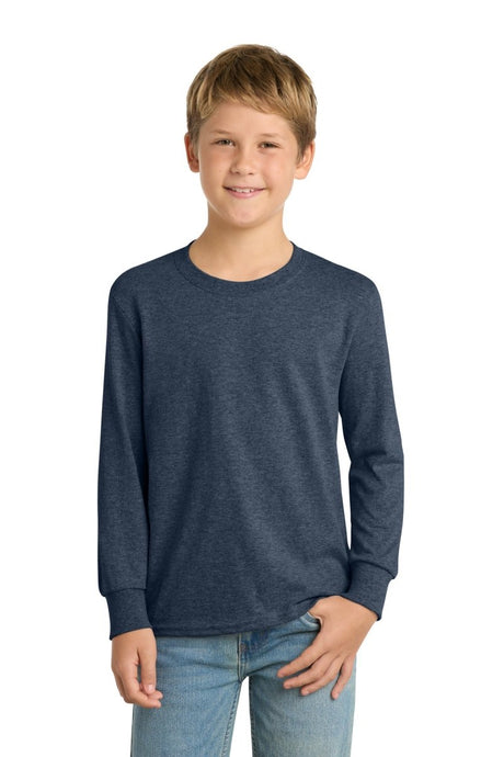 Port & Co ™ Youth Long Sleeve Core Cotton Tee. PC54YLS - Port & Co PC54YLS Heather Navy XS Long Sleeve T-Shirts