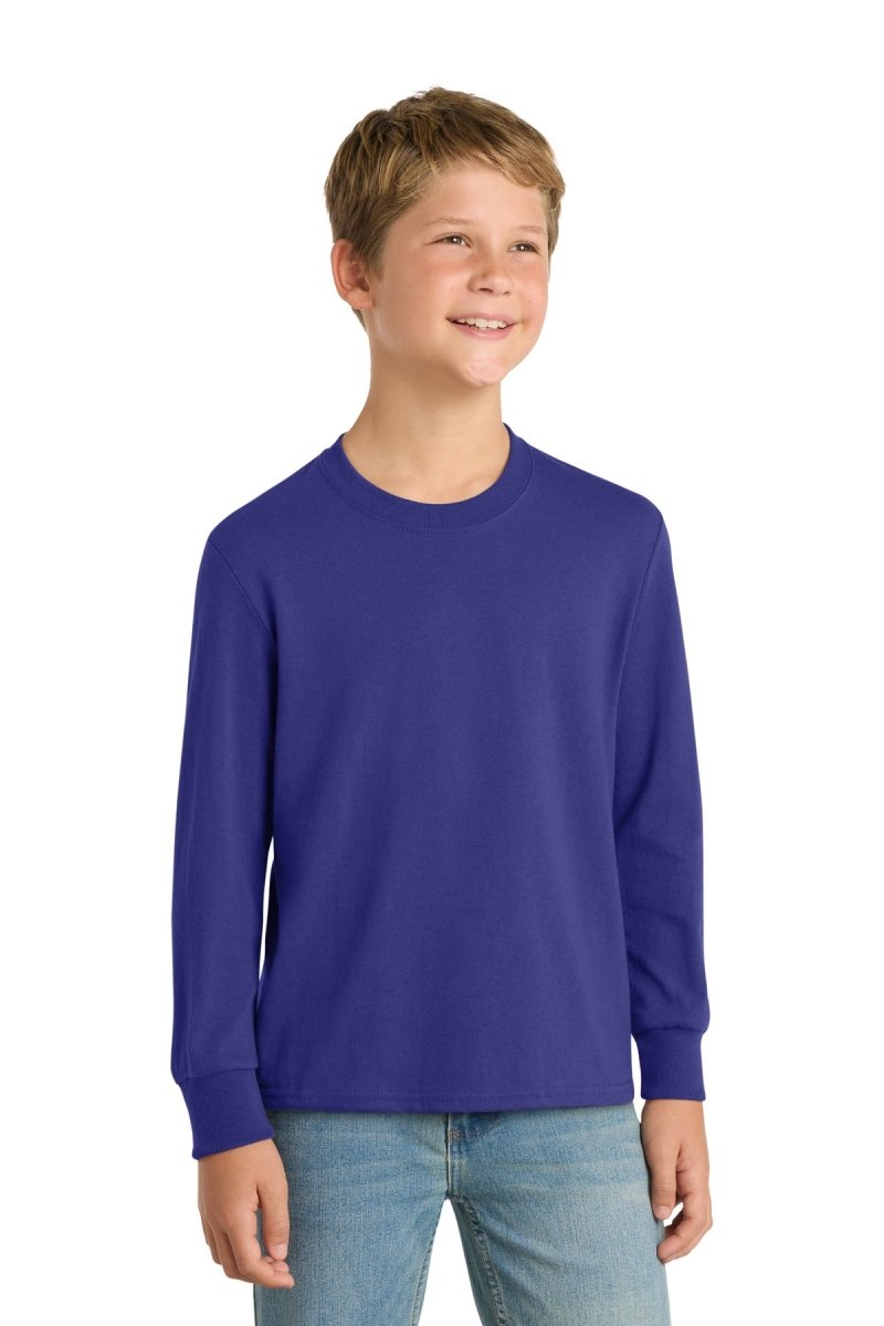 Port & Co ™ Youth Long Sleeve Core Cotton Tee. PC54YLS - Port & Co PC54YLS Purple XS Long Sleeve T-Shirts