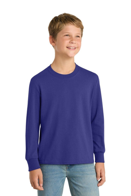 Port & Co ™ Youth Long Sleeve Core Cotton Tee. PC54YLS - Port & Co PC54YLS Purple XS Long Sleeve T-Shirts