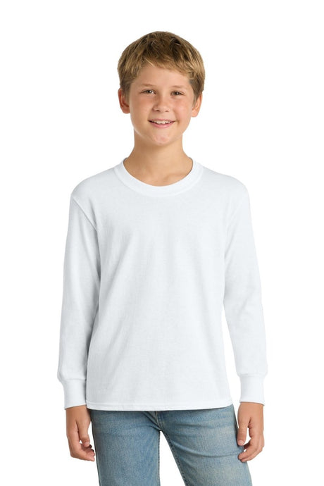 Port & Co ™ Youth Long Sleeve Core Cotton Tee. PC54YLS - Port & Co PC54YLS White XS Long Sleeve T-Shirts